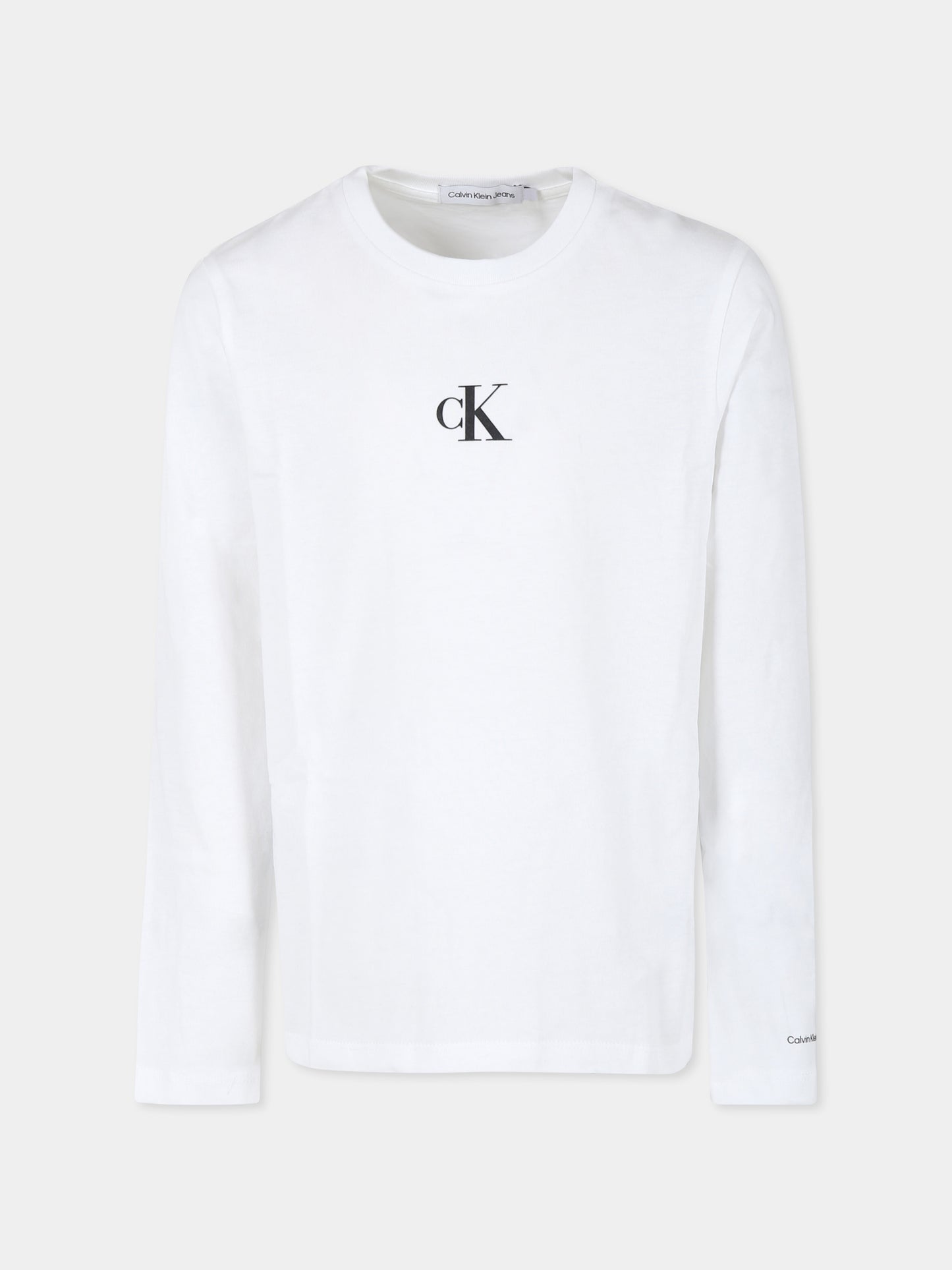 T-shirt bianca per bambina con logo,Calvin Klein Kids,23FCKIG0IG02135 YAF