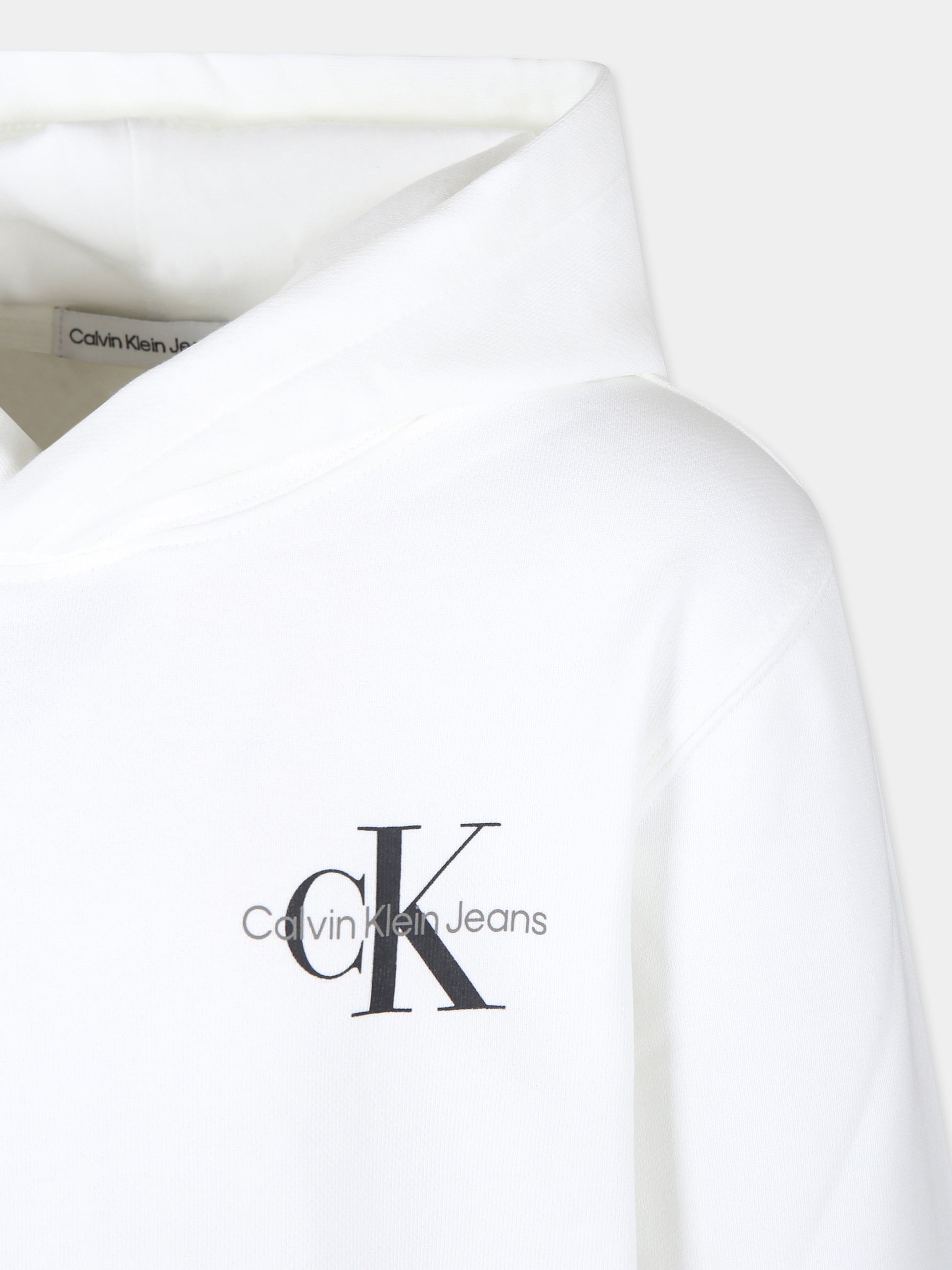 Felpa bianca per bambini con logo,Calvin Klein Kids,24SCKIU0IU00266 YAF