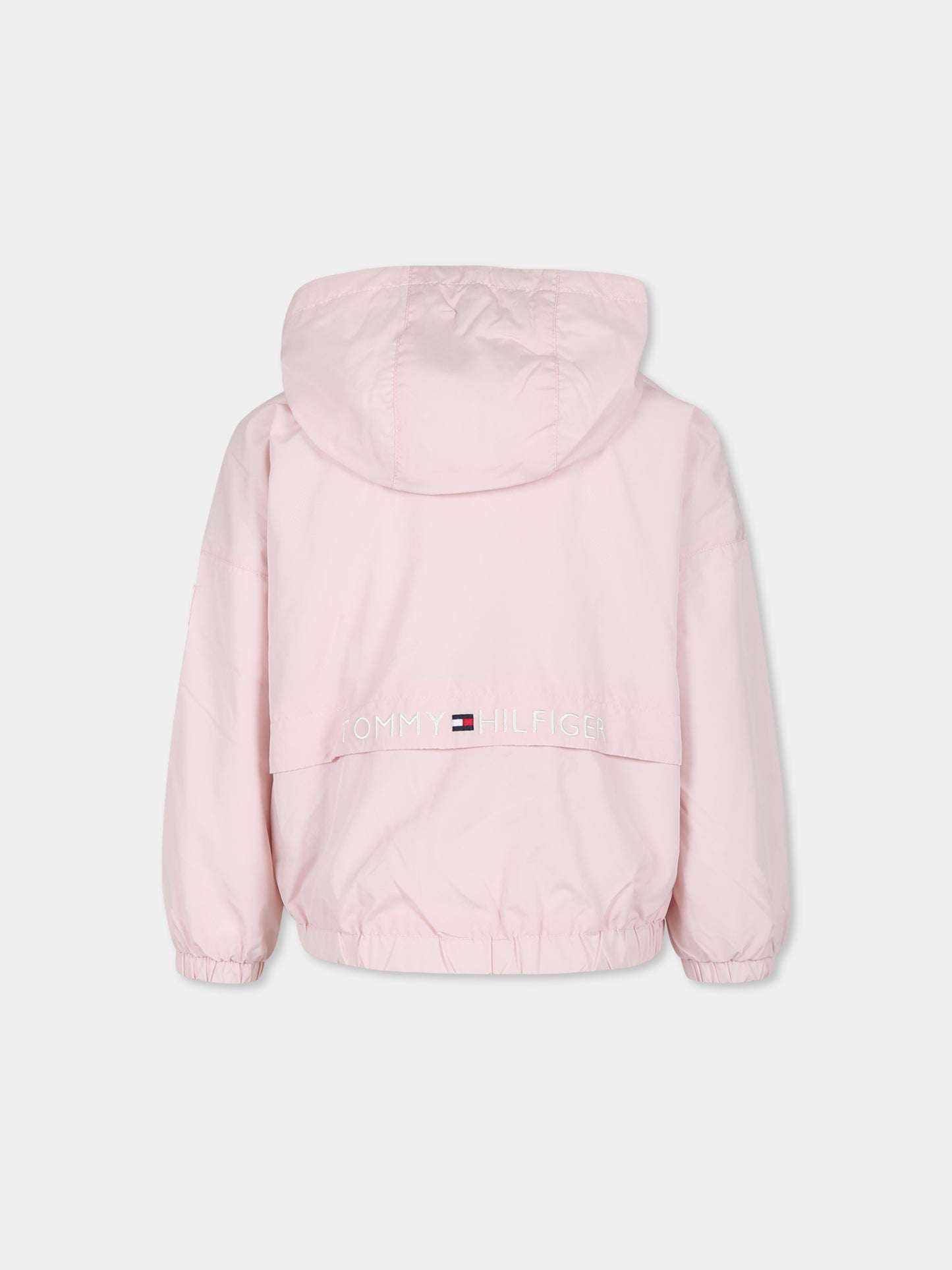 Giacca a vento rosa per bambina con bandierina,Tommy Hilfiger Junior,24SMTHKG0KG07797 TJQ