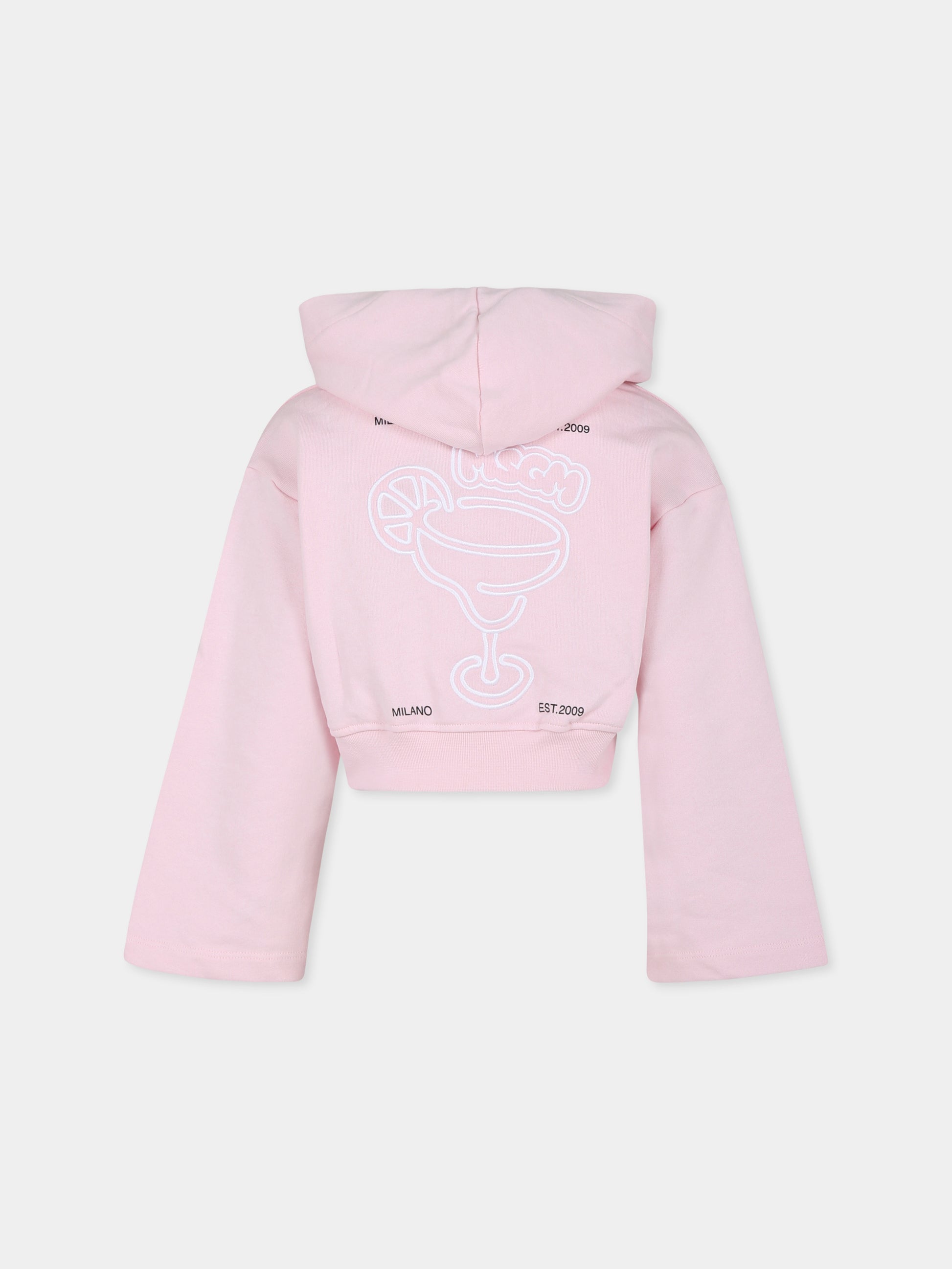 Felpa crop rosa per bambina con logo,Msgm Kids,S4MSJGHS086 709