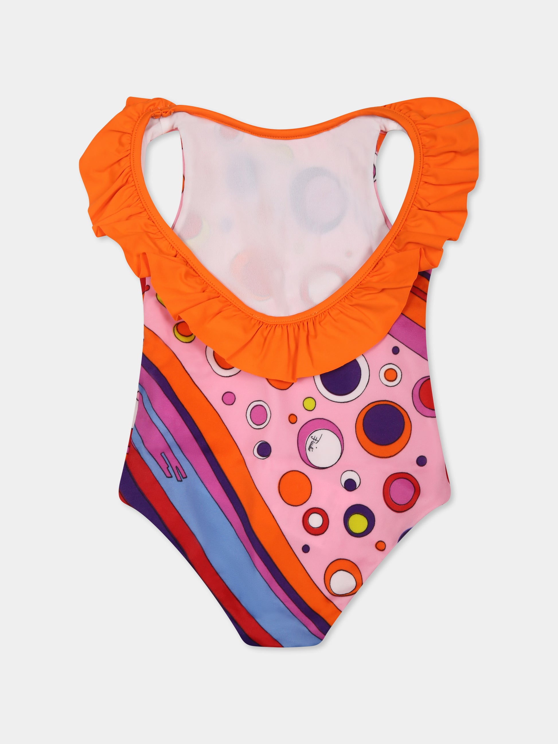 Costume intero multicolor per neonata con stampa marmo,Emilio Pucci Junior,PWC009 J0475 437MC