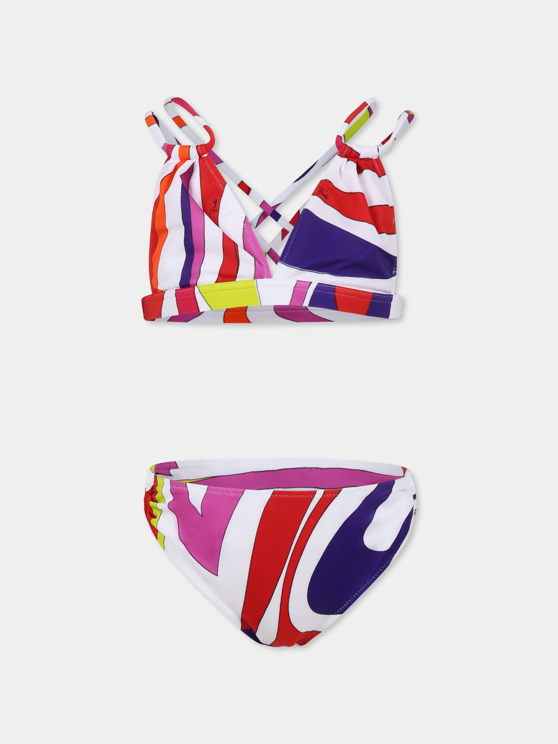 Bikini multicolor per bambina con stampa marmo,Emilio Pucci Junior,PWCA29 J0281 101AR