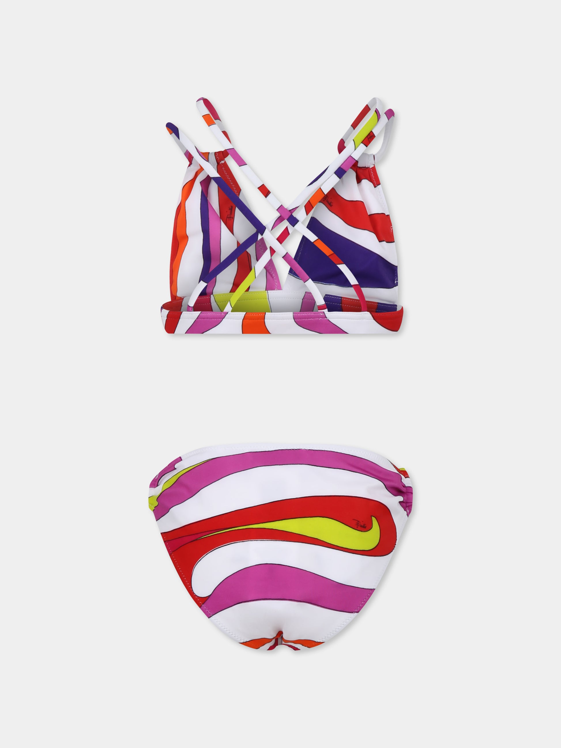 Bikini multicolor per bambina con stampa marmo,Emilio Pucci Junior,PWCA29 J0281 101AR