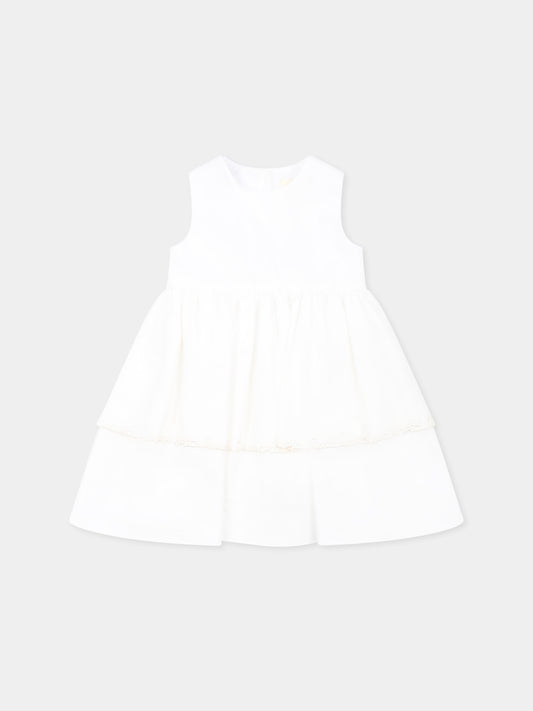 Vestito bianco per neonata con logo,Simonetta,SW1012 P0518 100BC