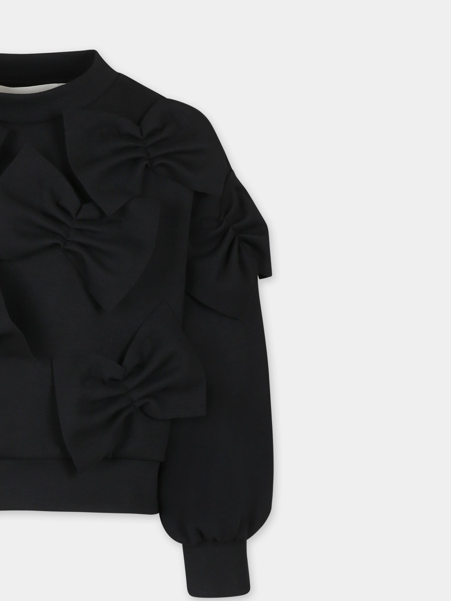 Felpa nera per bambina con fiocchi,Simonetta,SW4A00 F0198 930