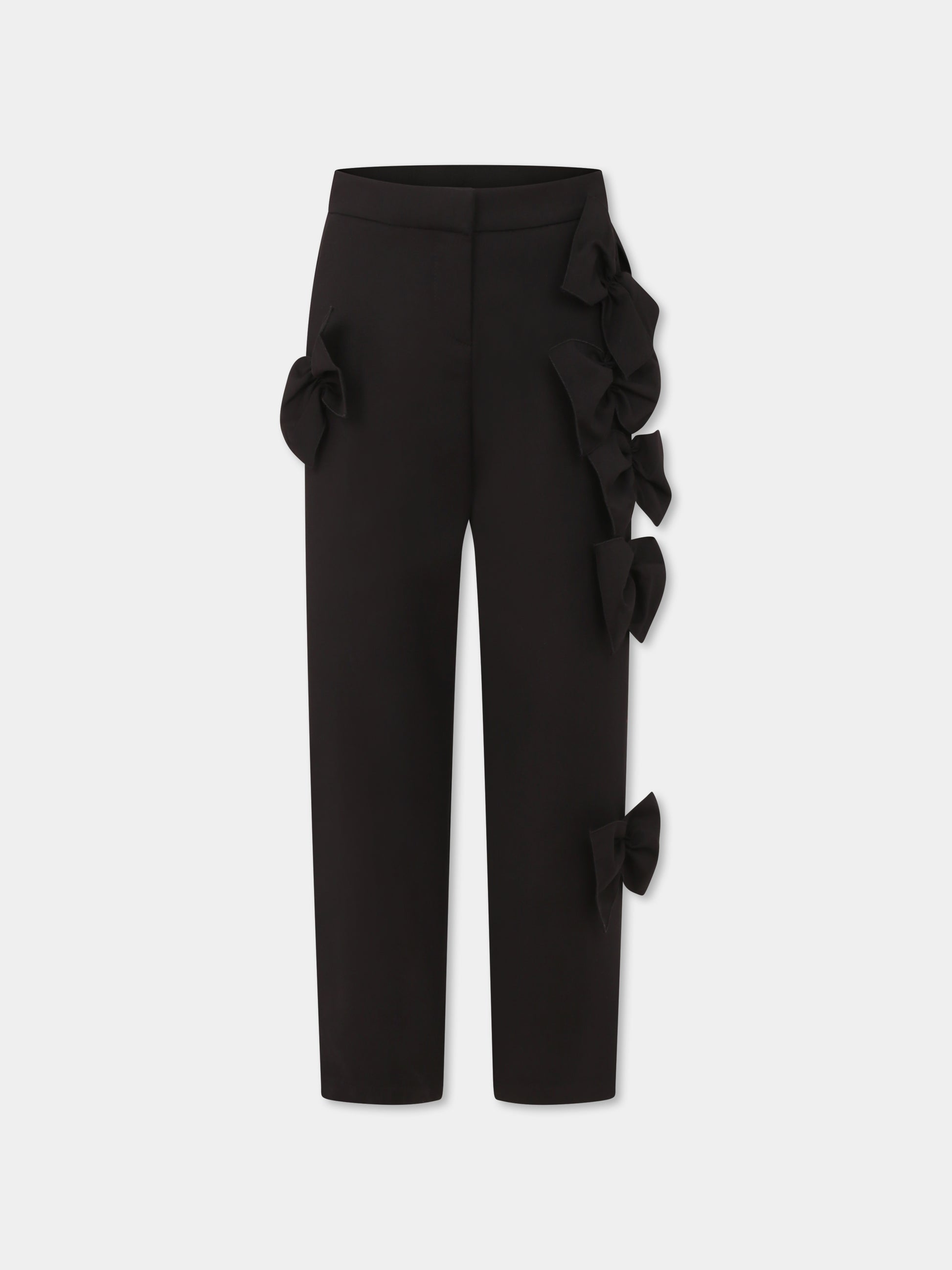 Pantaloni neri per bambina con fiocchi,Simonetta,SW6A91 S0201 930