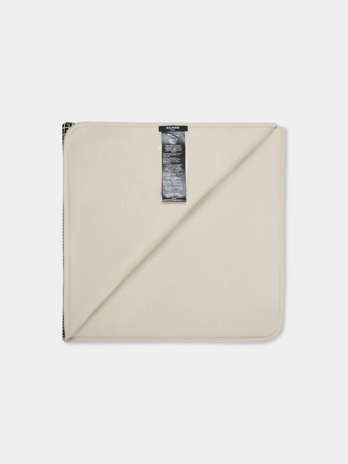 Coperta beige per neonati con iconico labirinto,Balmain Kids,BW0600 Z2411 106NE