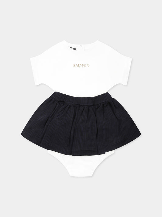 White dress for baby girl with logo