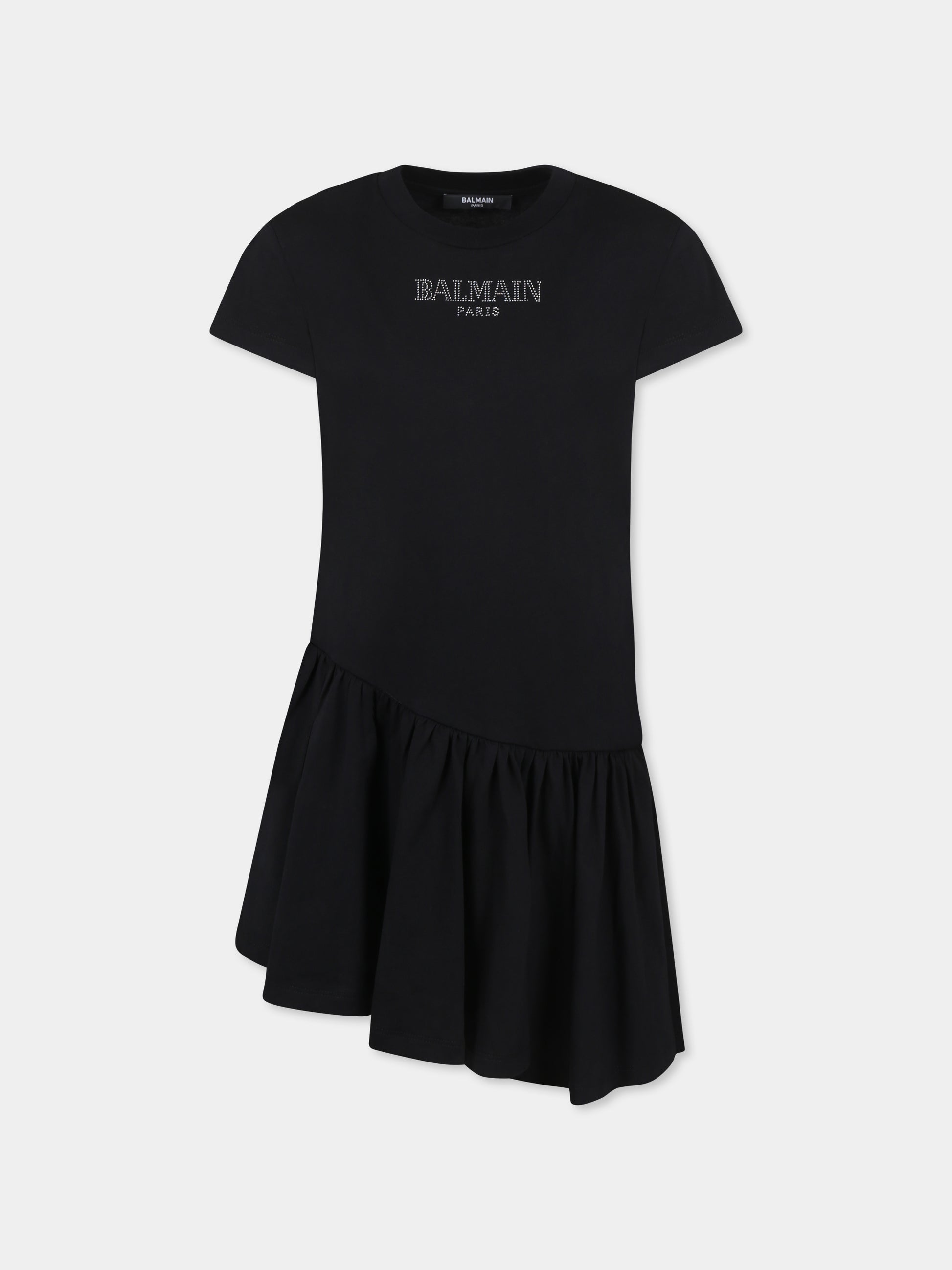 Vestito nero per bambina con logo,Balmain Kids,BW1B51 Z0082 930