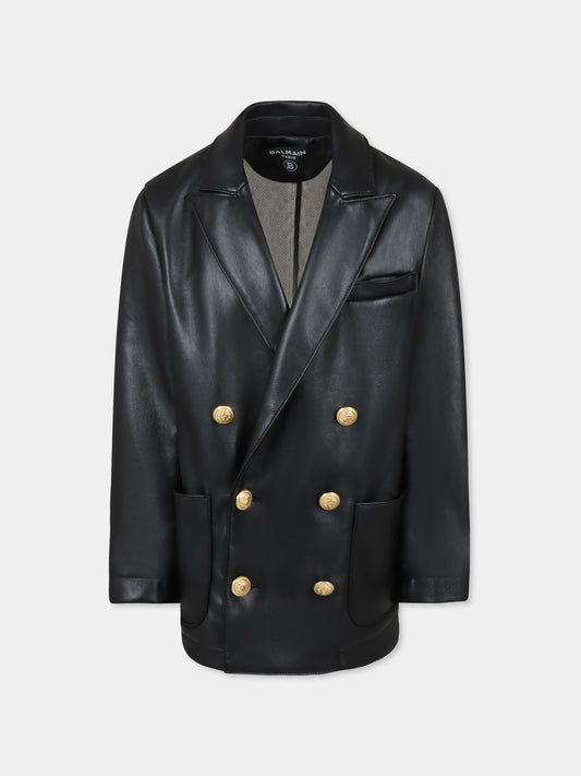 Giacca nera per bambina,Balmain Kids,BW2P94 A0165 930OR