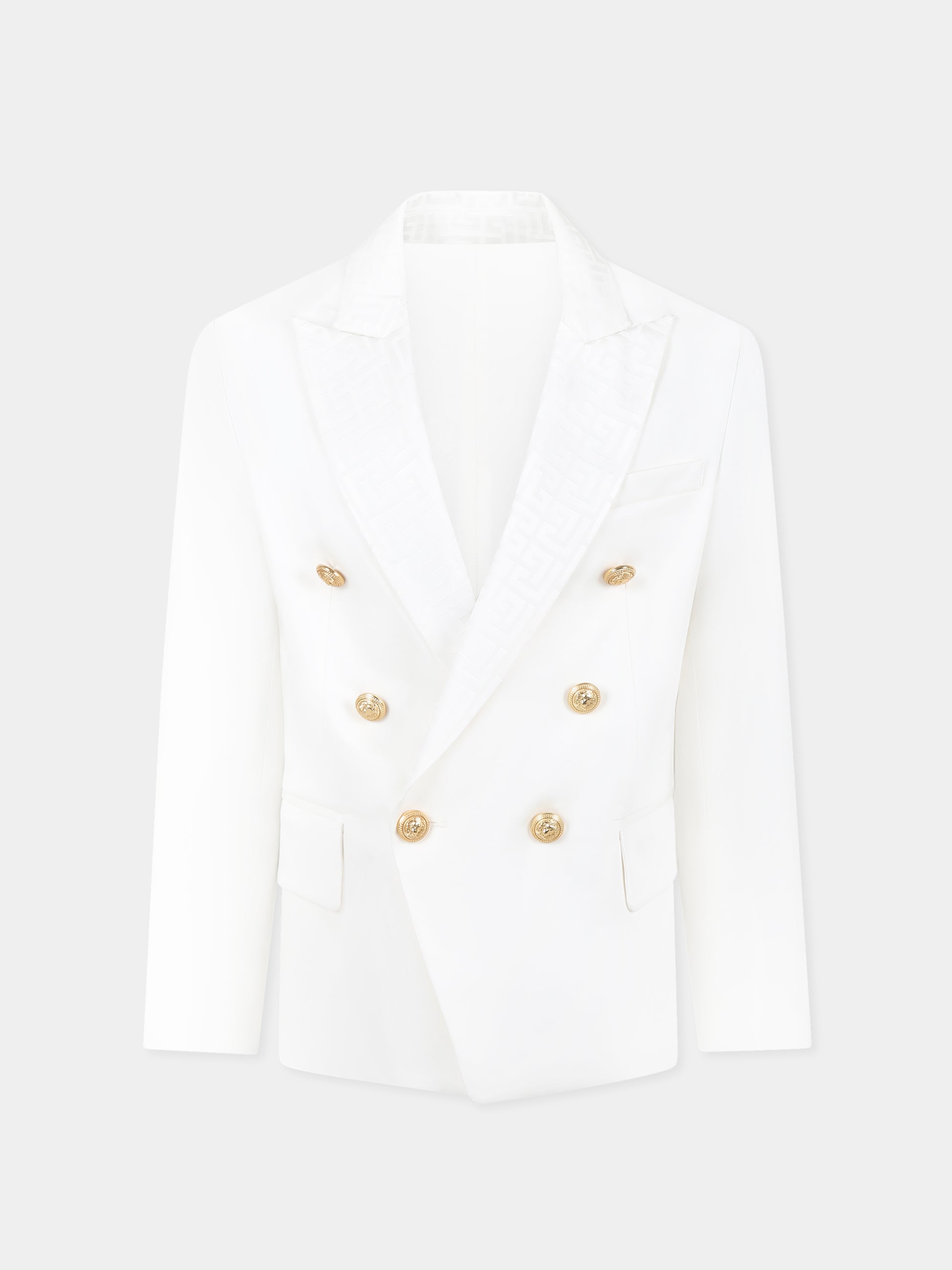 Giacca bianca per bambino con iconico labirinto,Balmain Kids,BW2Q24 P0484 100AV