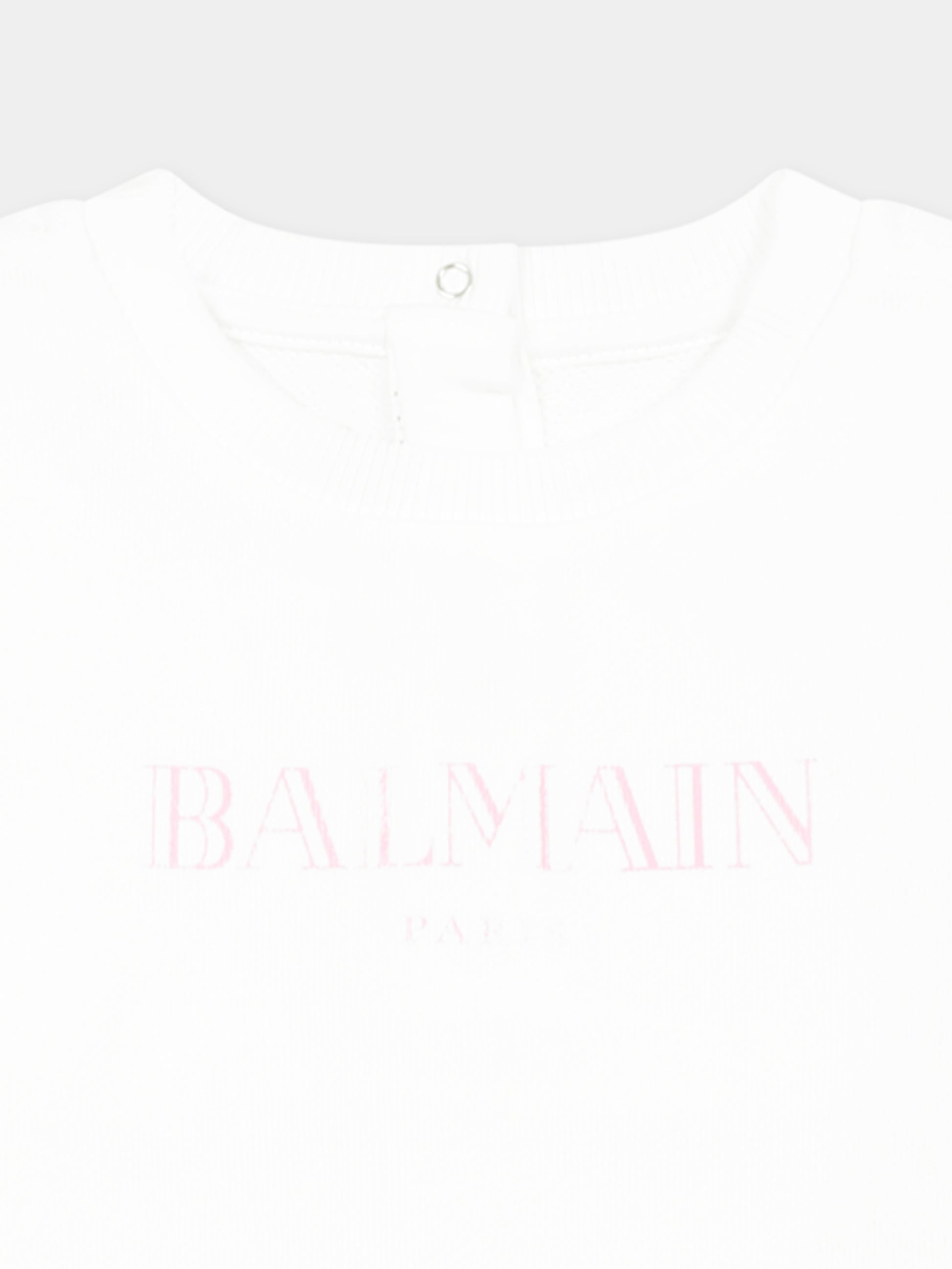 Felpa bianca per neonata con logo,Balmain Kids,BW4000 Z0114 100RS