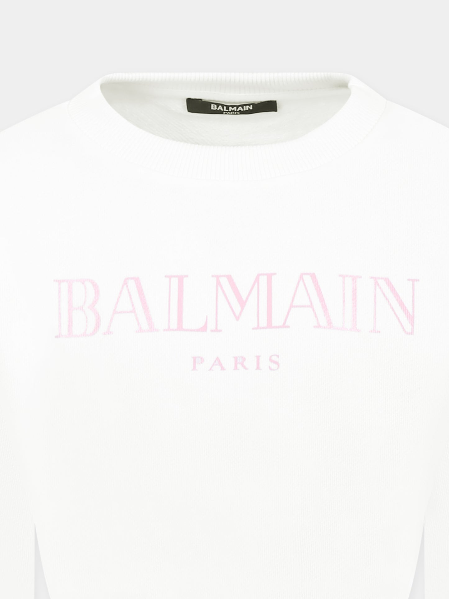 Felpa crop bianca per bambina con logo,Balmain Kids,BW4A20 Z0114 100RS