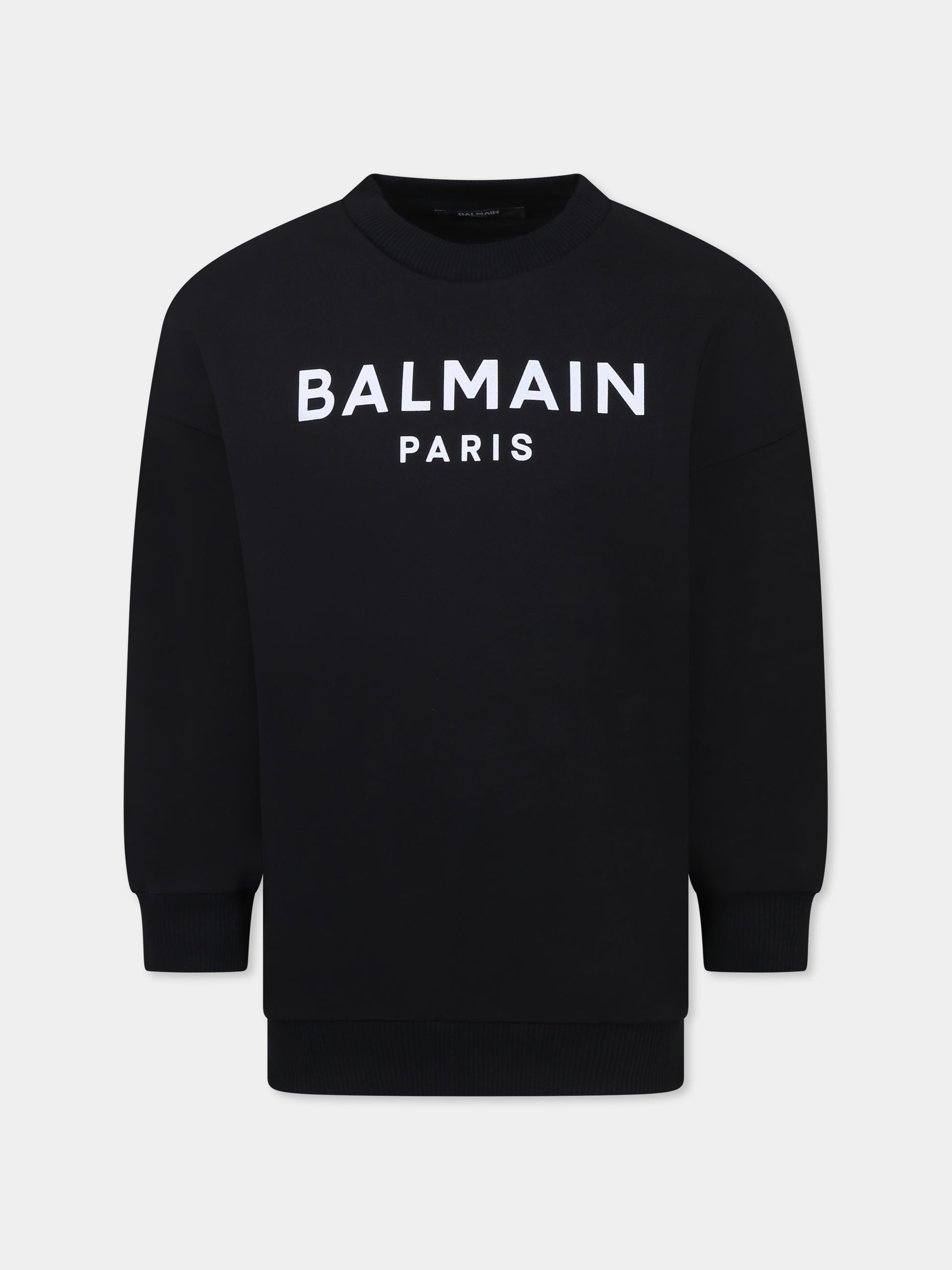 Felpa nera per bambini con logo,Balmain Kids,BW4P70 Z1753 930BC