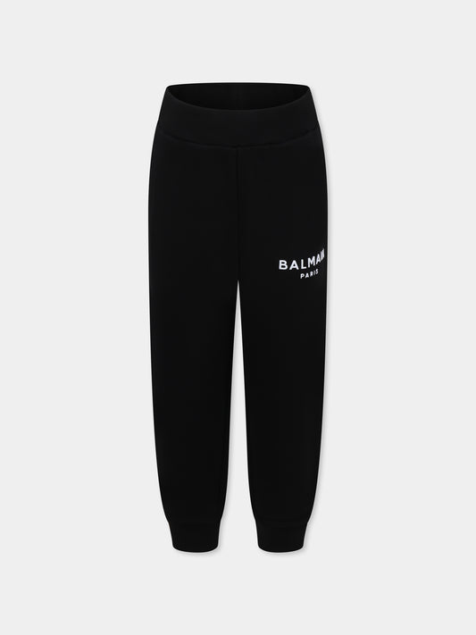 Pantaloni neri per bambini con logo,Balmain Kids,BW6Q70 Z0081 930BC