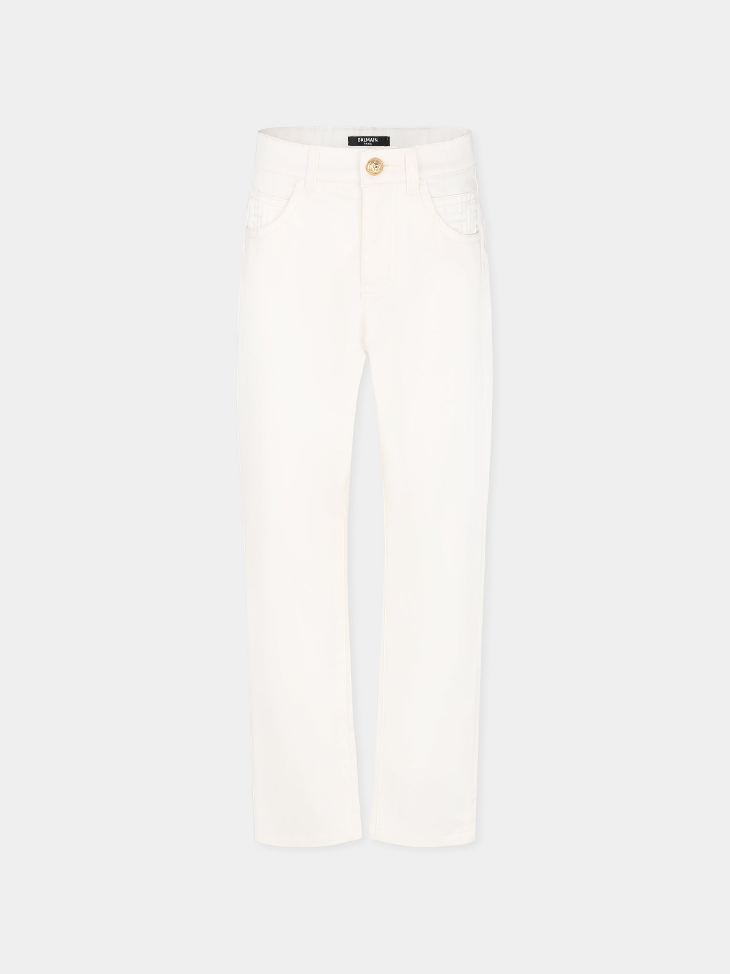 Ivory trousers for boy with maze