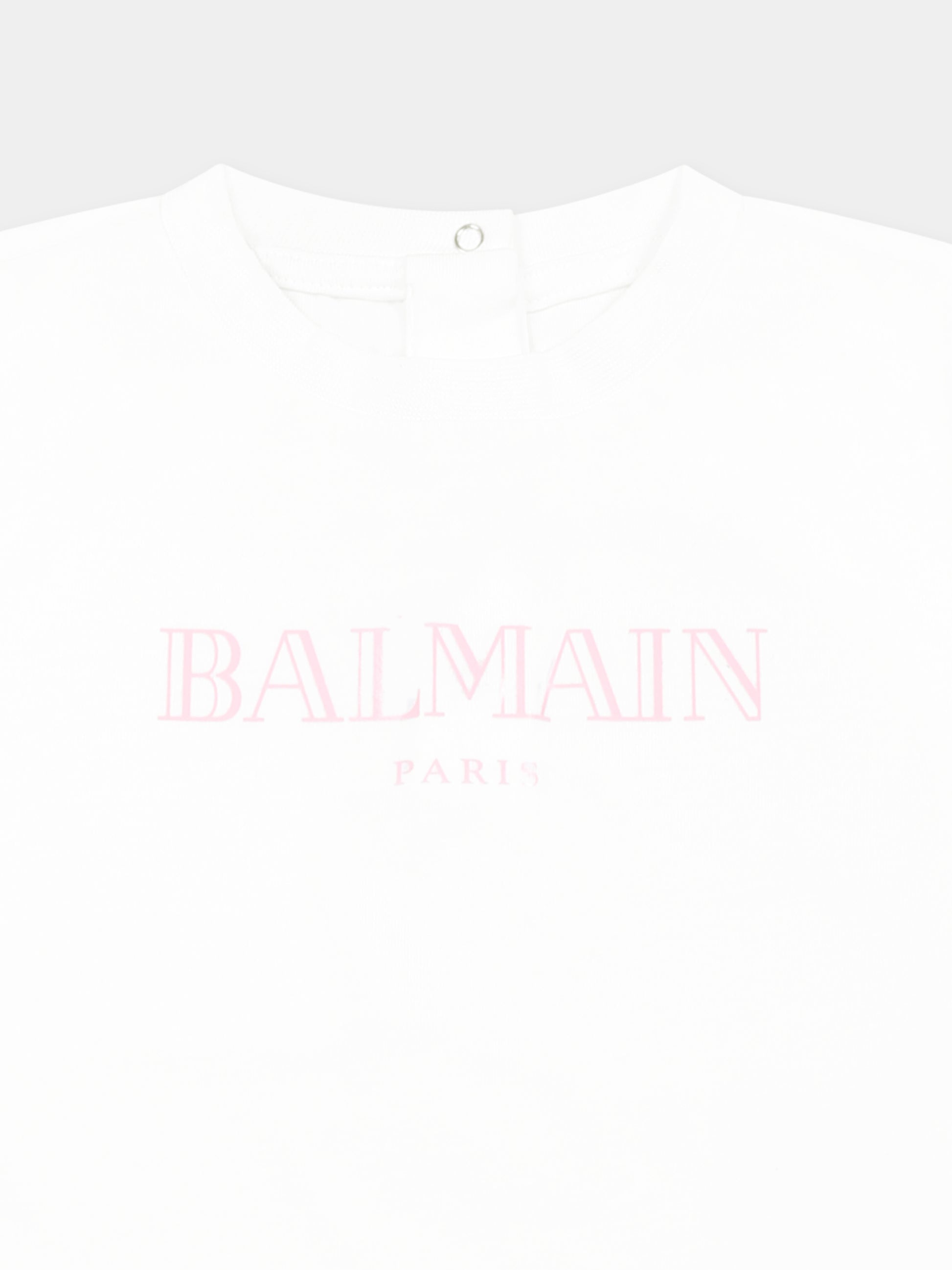 T-shirt bianca per neonata con logo,Balmain Kids,BW8001 Z0116 100RS