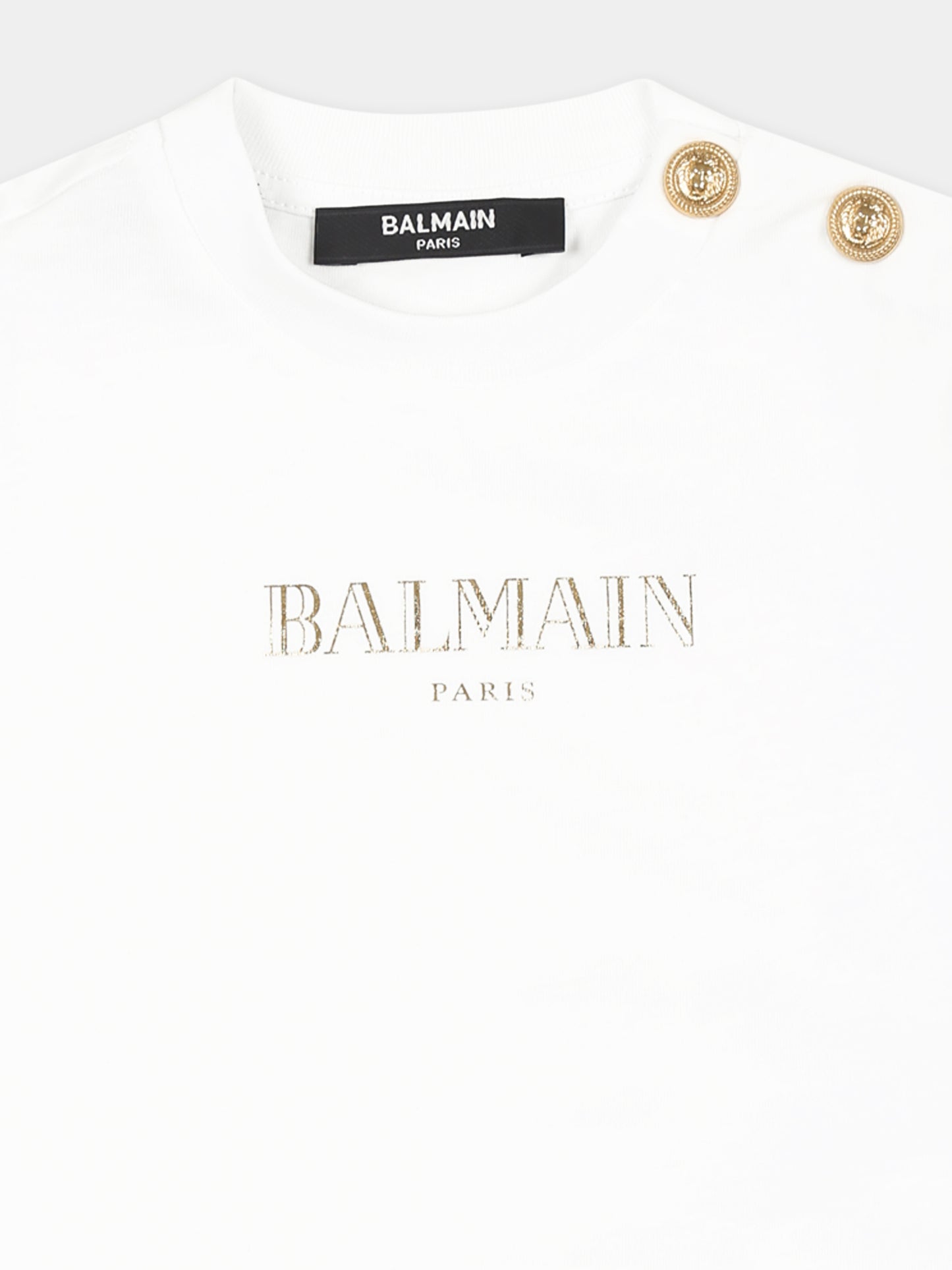 T-shirt bianca per neonata con logo dorato,Balmain Kids,BW8051 Z0082 100OR