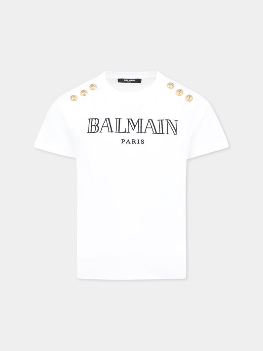 White t-shirt for kids with logo