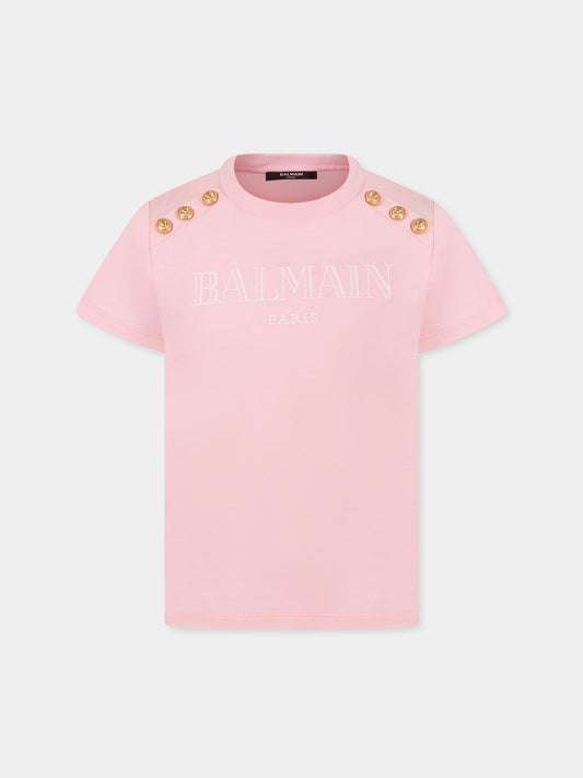 Pink t-shirt for girl with logo