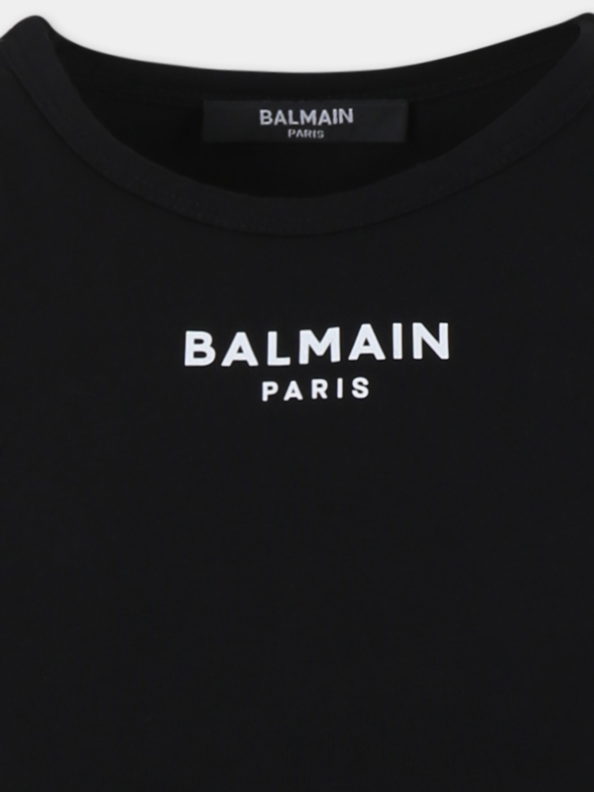 Canotta nera per bambina con logo,Balmain Kids,BW8A72 Z2389 930BC
