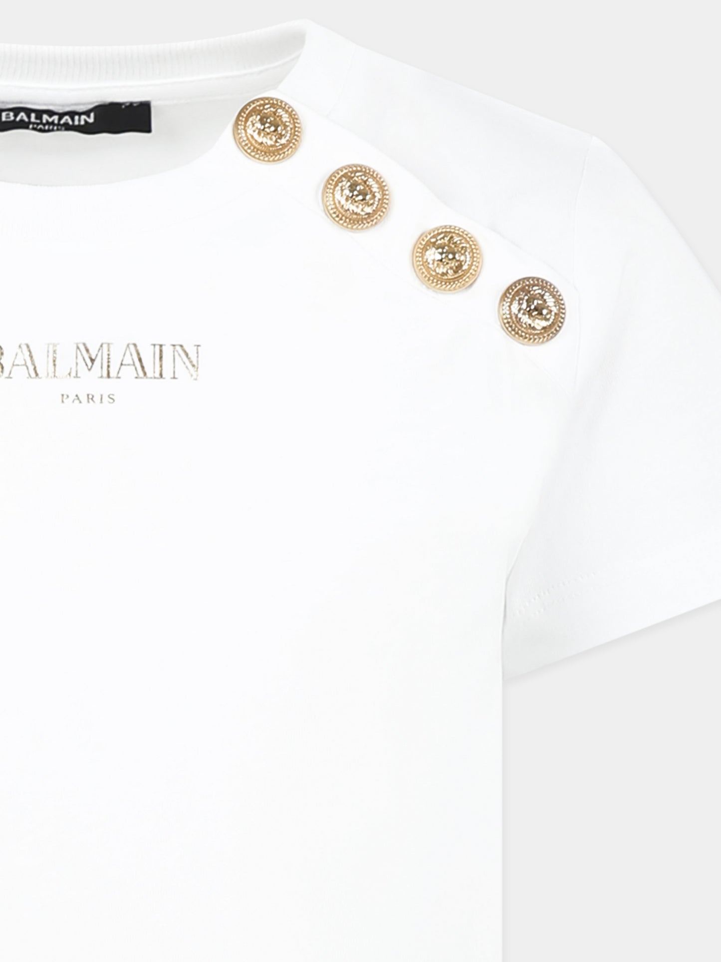 White t-shirt for girl with golden logo