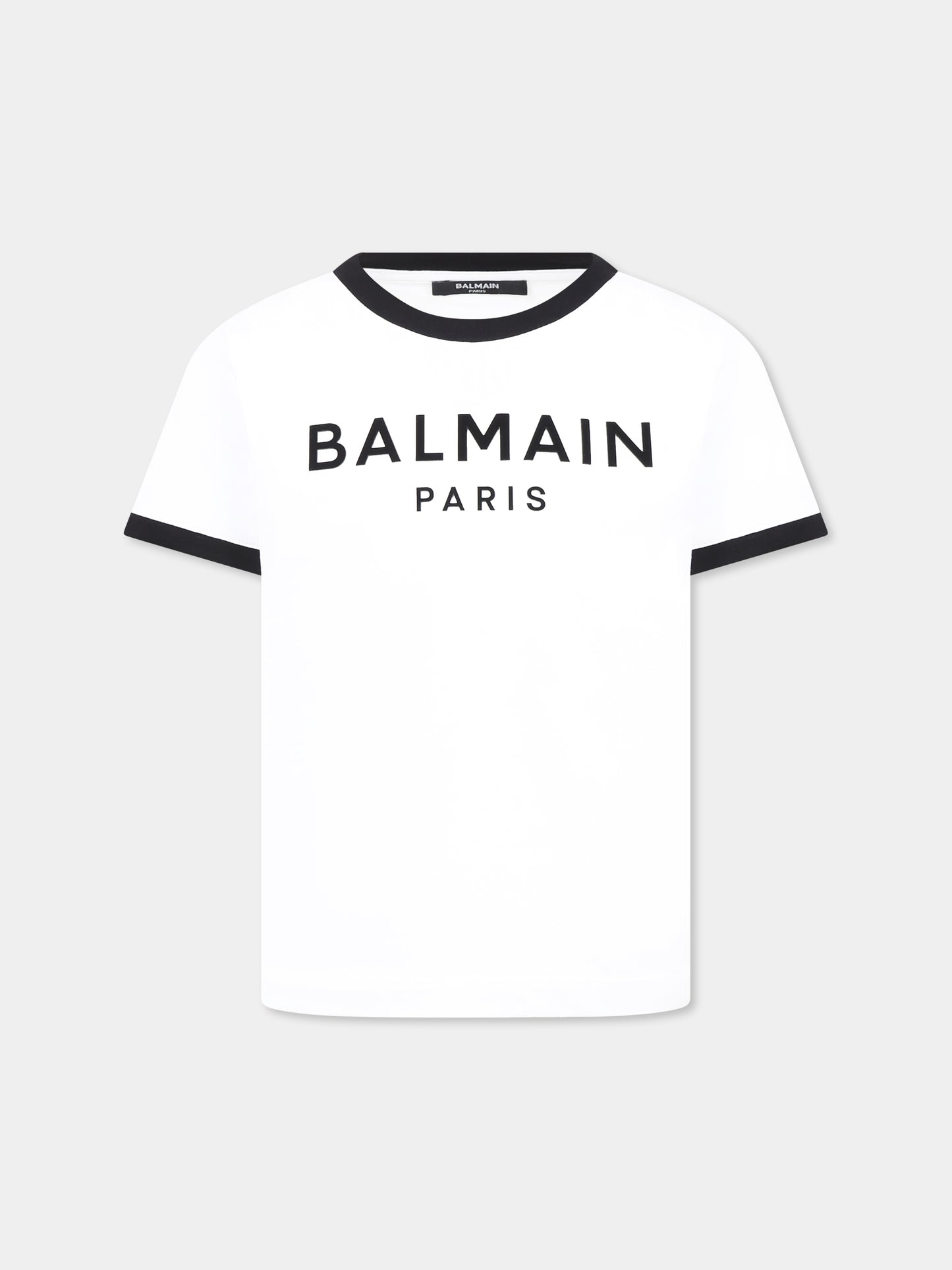 T-shirt bianca per bambini con logo,Balmain Kids,BW8Q31 Z0082 100NE