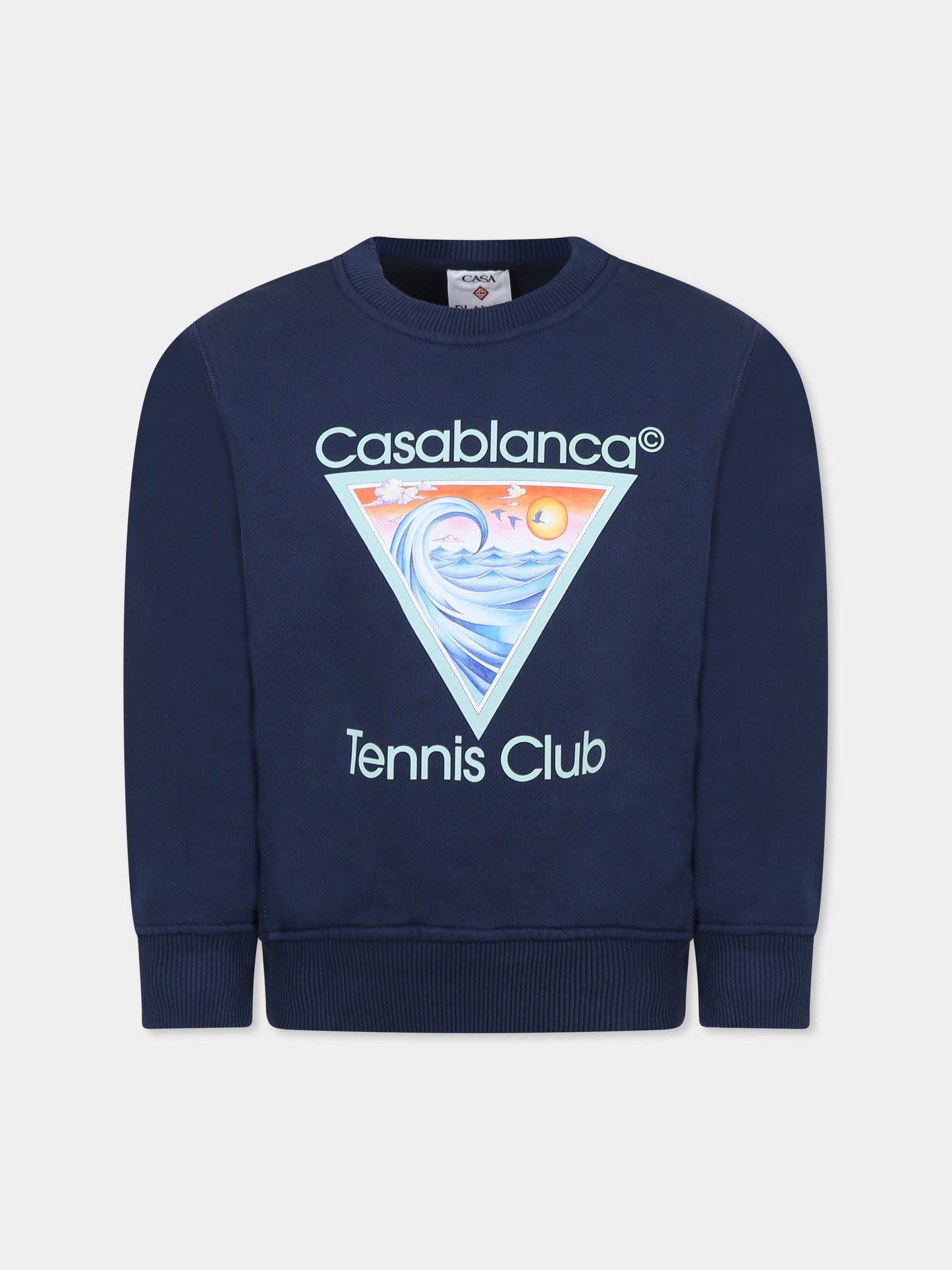 Felpa blu per bambini con stampa Tennis Club,Casablanca,KS25 JTP 371 02 EX
