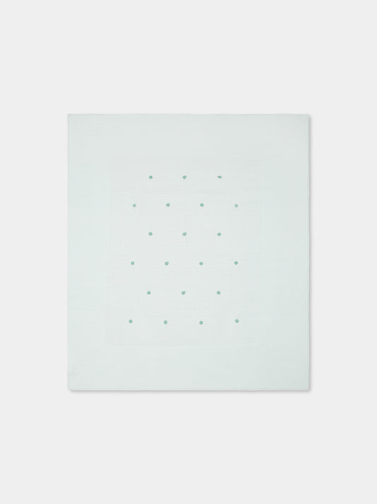 Green blanket for babykids with polka dots