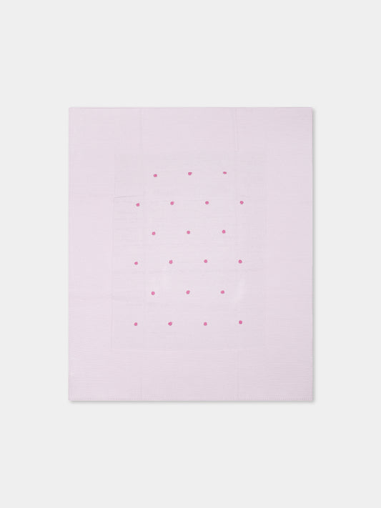 Green blanket for babykids with polka dots