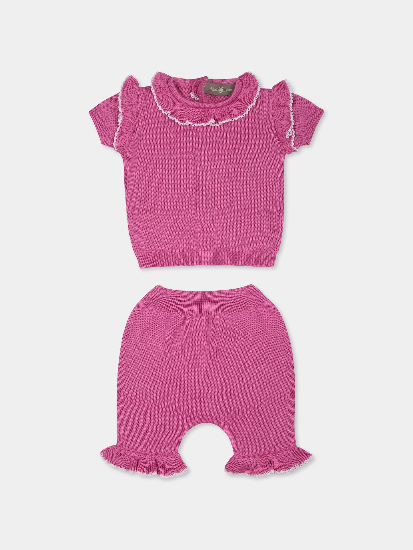 Completo nascita fucsia per neonata,Little Bear,1119 PEONIA/GLICINE