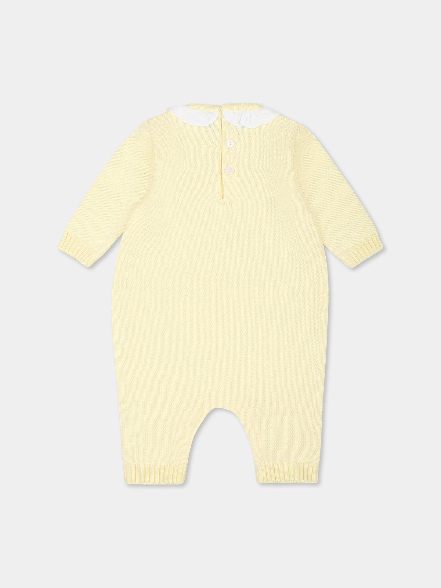 Yellow babygrow for babykids with polka dots
