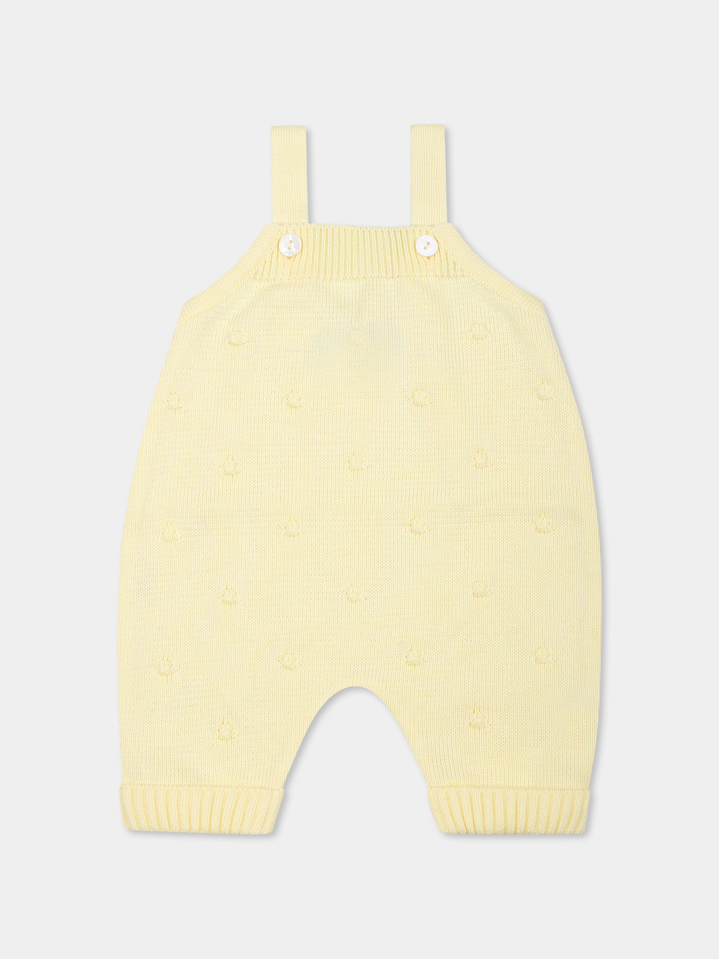 Yellow dungarees for baby boy with polka dots
