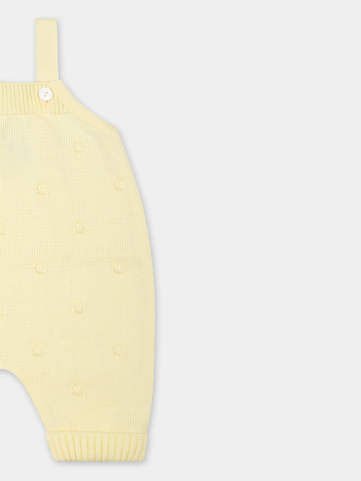 Yellow dungarees for baby boy with polka dots