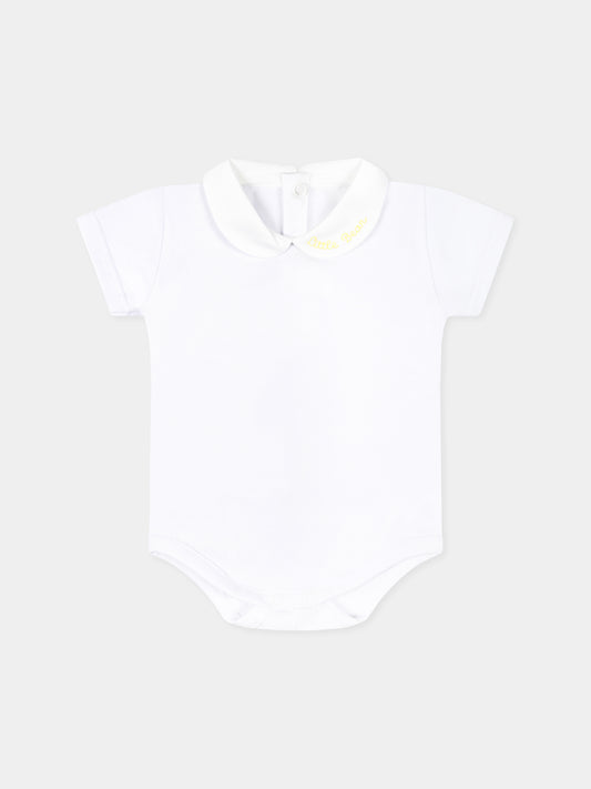 Body bianco per neonati con logo,Little Bear,8020 BIANCO/GIALLO