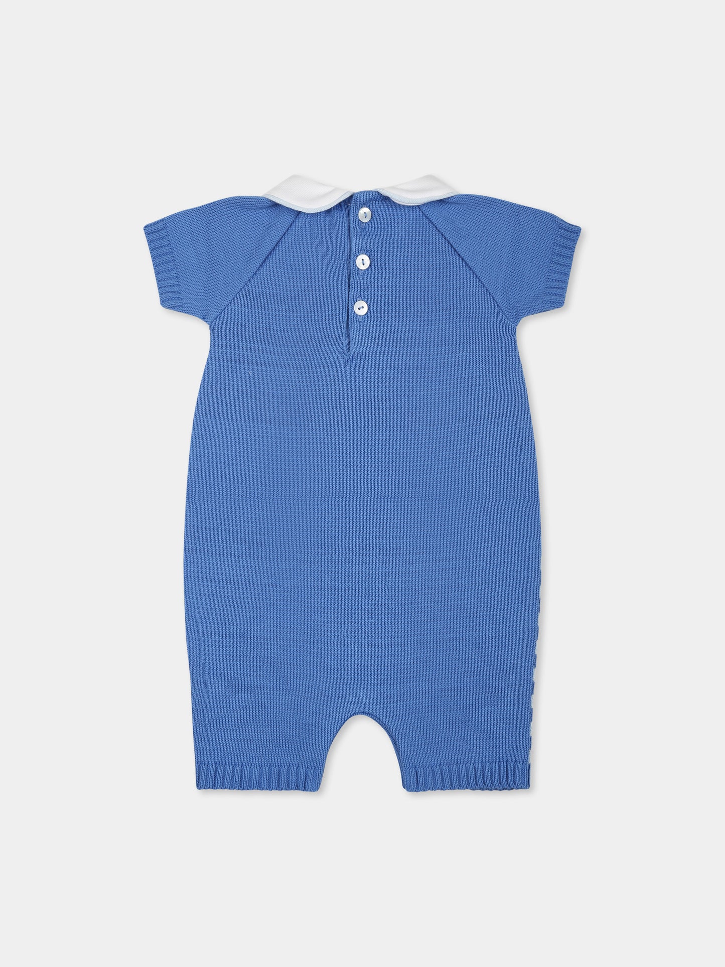 Light blue romper for baby boy with bear