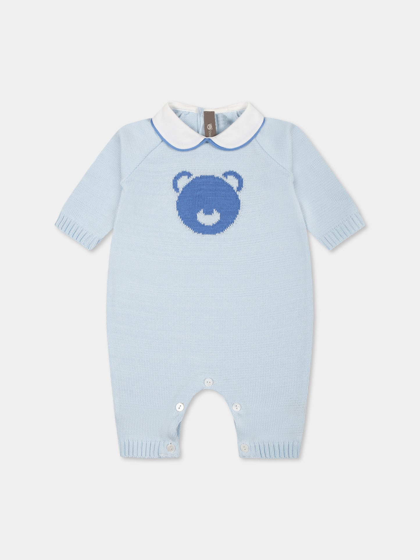 Light blue babygrow for baby boy with bear