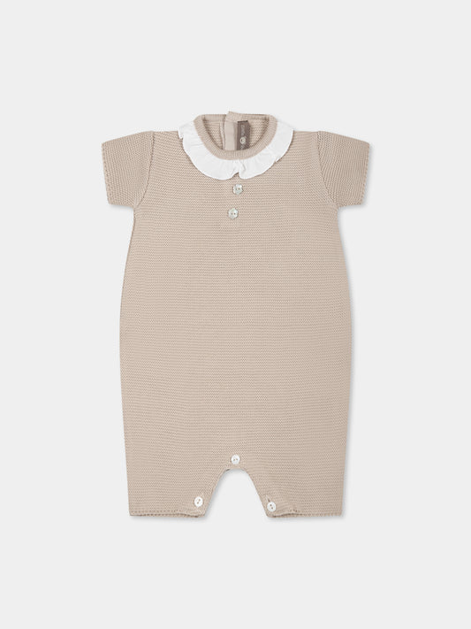 Beige romper for baby girl