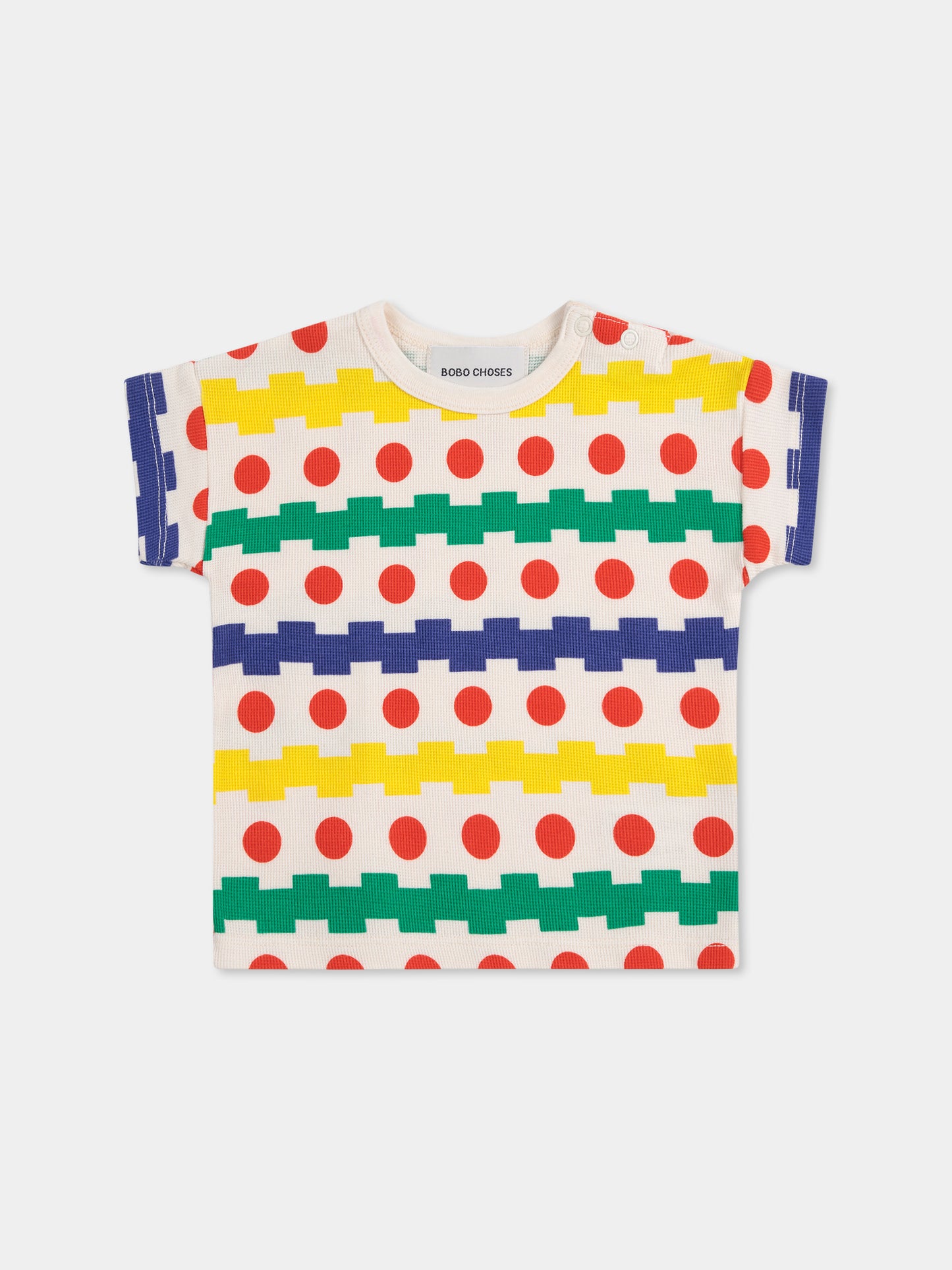 T-shirt bianca per neonati con stampa geometrica,Bobo Choses,B125AB015