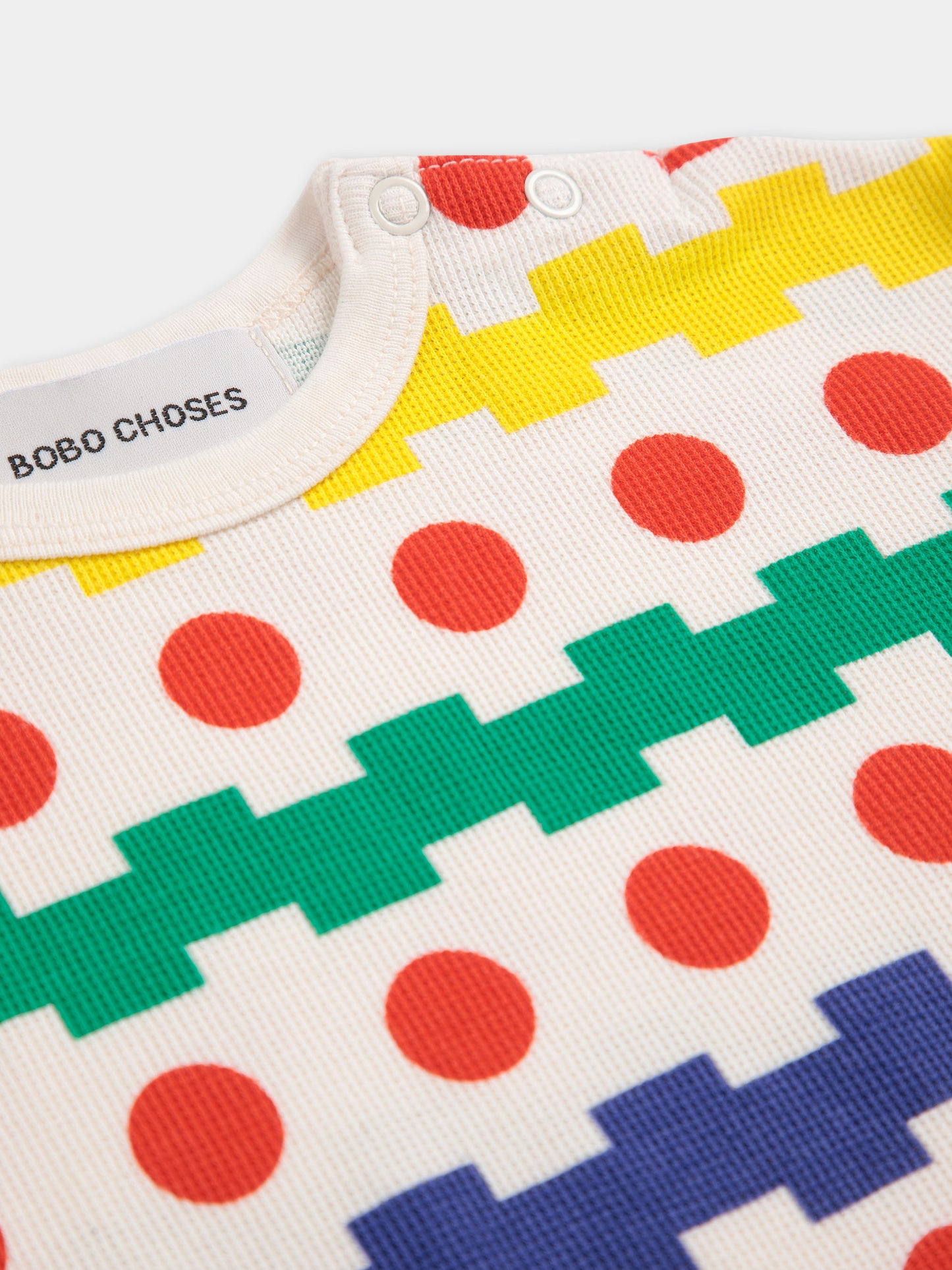 T-shirt bianca per neonati con stampa geometrica,Bobo Choses,B125AB015