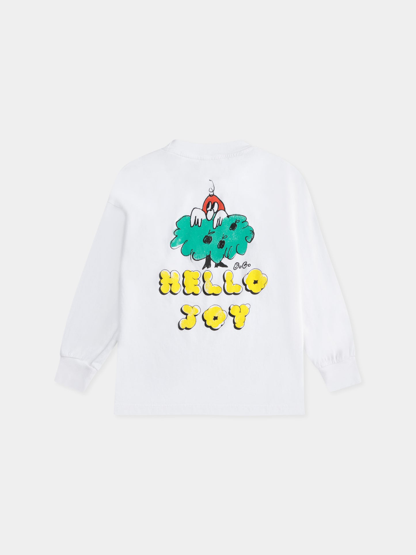 T-shirt bianca per bambini con scritta Joy e patch,Bobo Choses,B125AC001