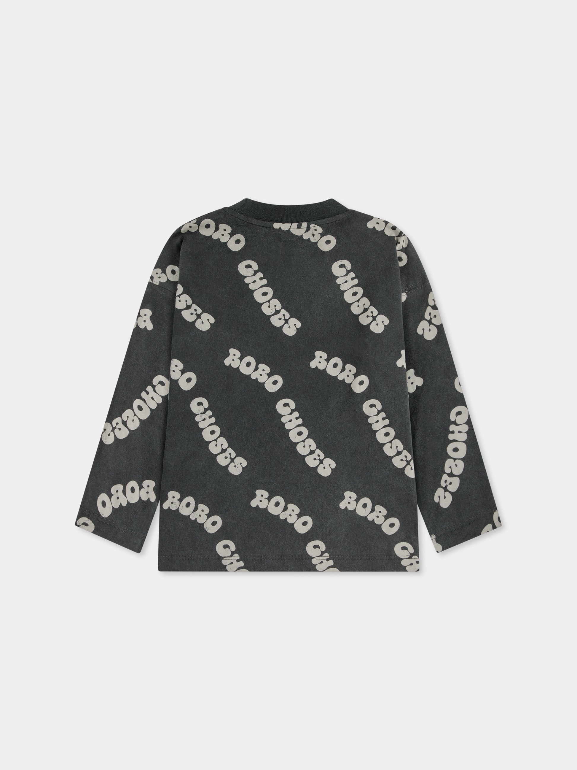T-shirt grigia per bambini con logo all over,Bobo Choses,B125AC002