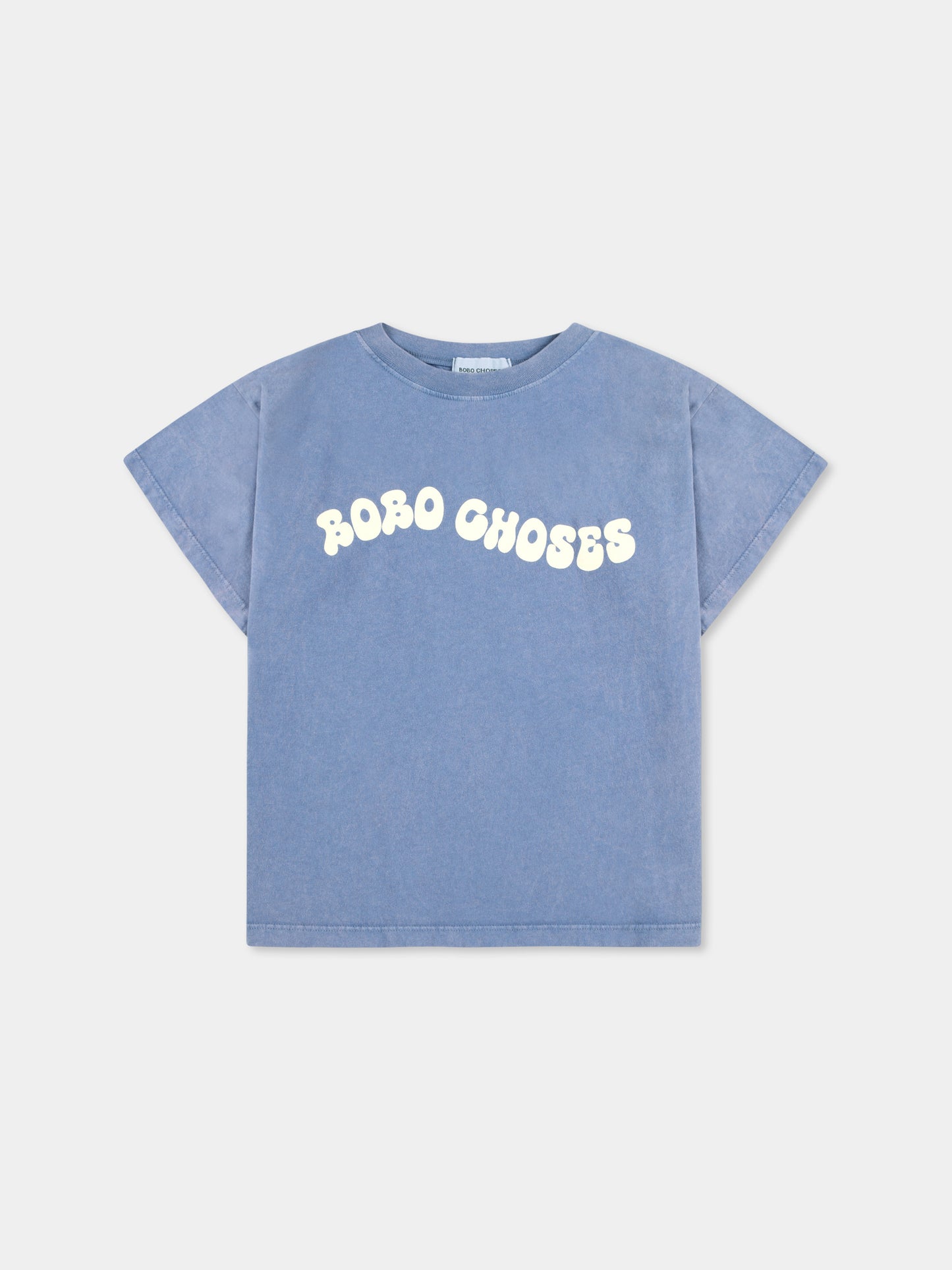 T-shirt celeste per bambini con logo,Bobo Choses,B125AC013