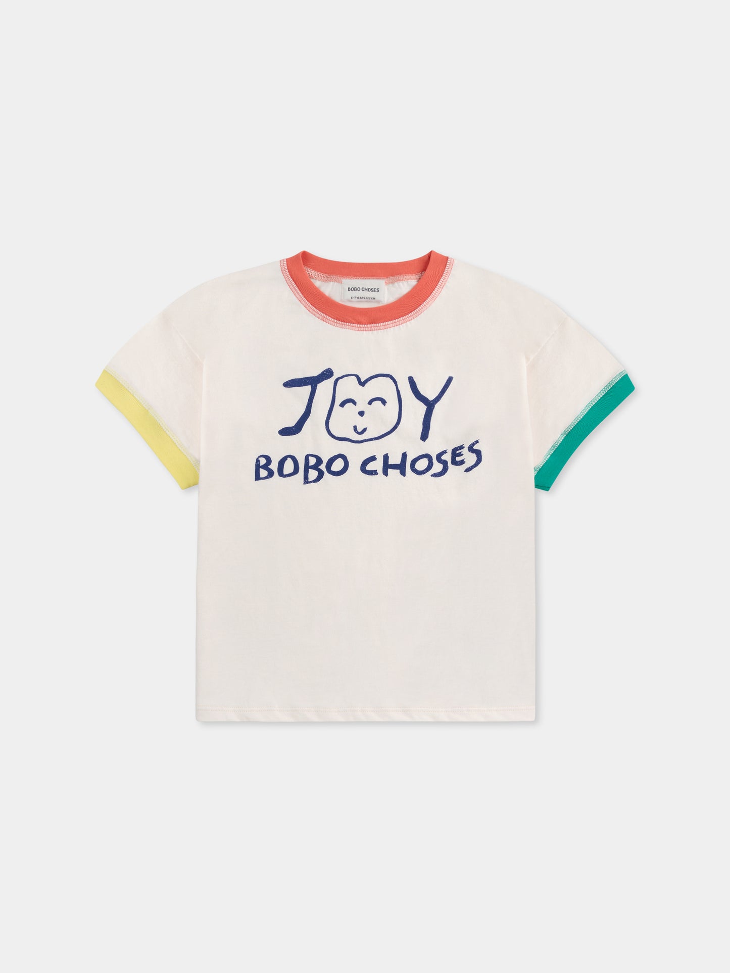 T-shirt avorio per bambini con smile e logo,Bobo Choses,B125AC014