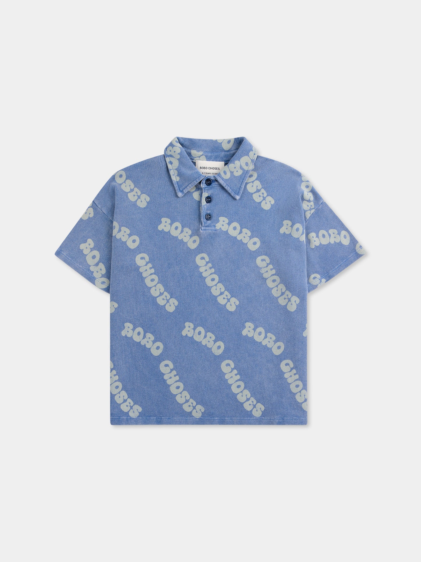 Polo celeste per bambino con logo all over,Bobo Choses,B125AC018