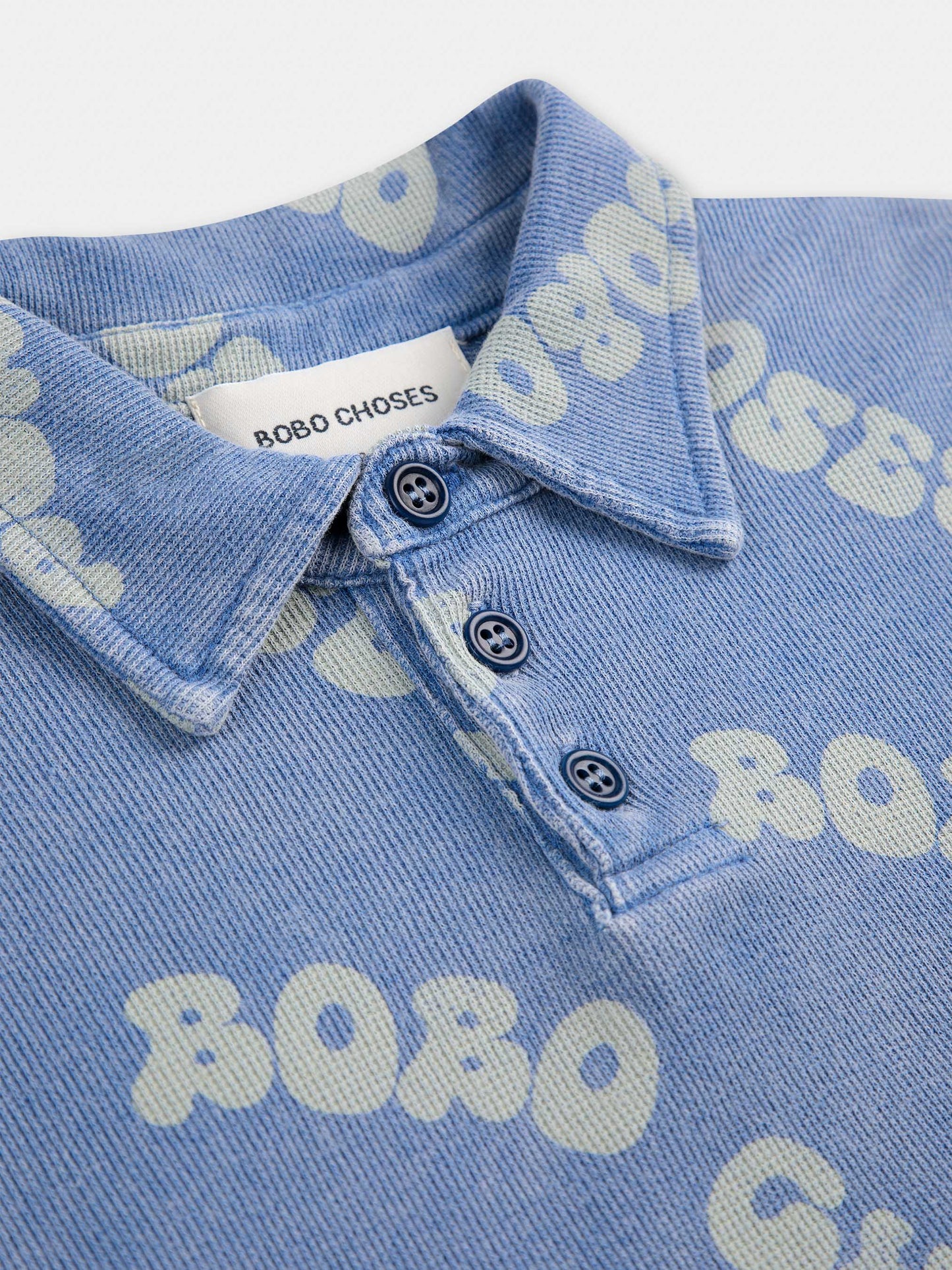 Polo celeste per bambino con logo all over,Bobo Choses,B125AC018