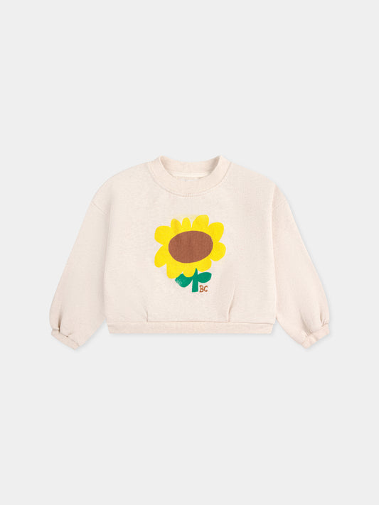 Felpa avorio per bambina con girasole,Bobo Choses,B125AC041