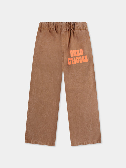 Pantaloni marroni per bambini con logo,Bobo Choses,B125AC134