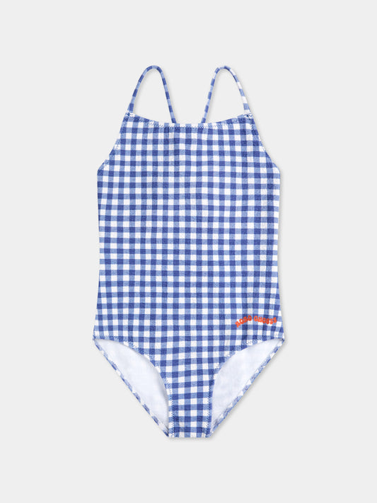 Costume intero blu per bambina con logo,Bobo Choses,B125AC113