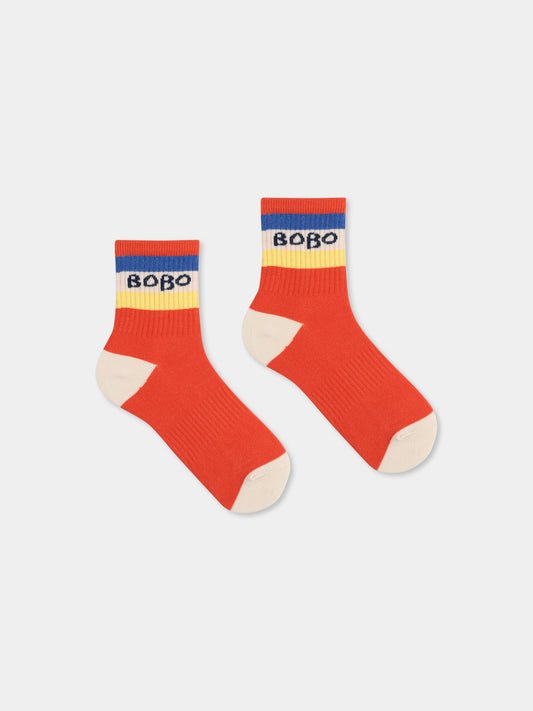 Calze rosse per bambini con logo,Bobo Choses,B125AI011